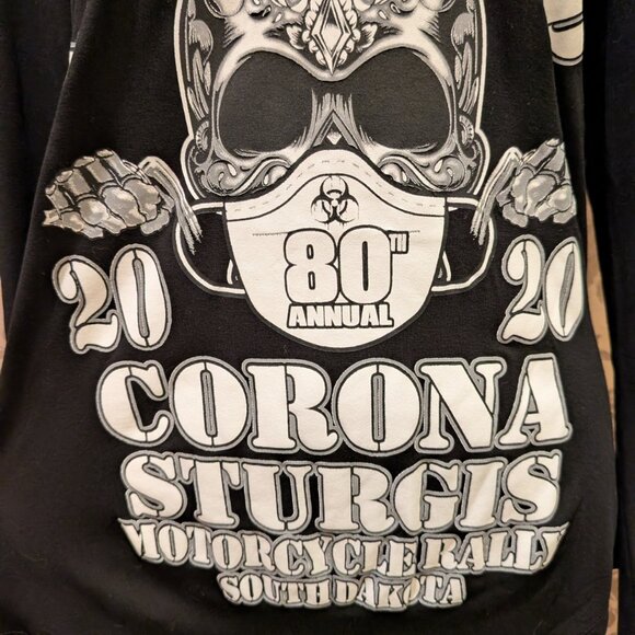 2020 80th Annual Sturgis Motorcycle Rally Hooded Long Sleeve, Size M, EUC! - Picture 4 of 9